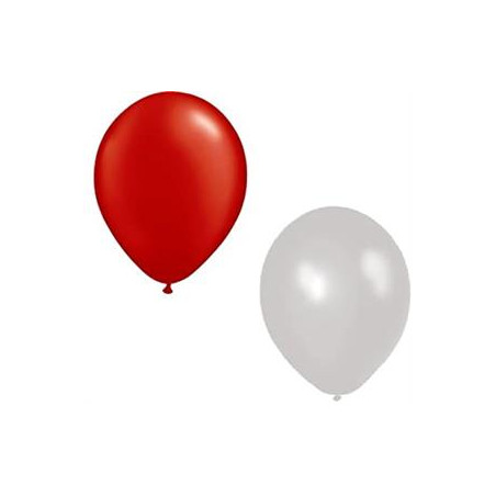Ballon rouge et blanc x6 - Diam. 29cm