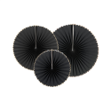 Lot de 3 éventails noir et or - carton 40-32-23cm