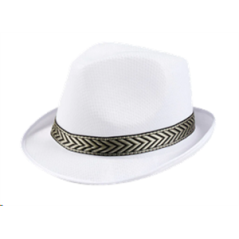 Chapeau Funky blanc - Polyester / Taille Adulte - haut 13 cm diam 29 cm
