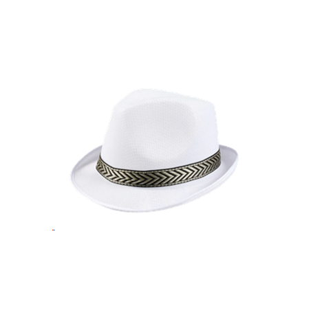 Chapeau Funky blanc - Polyester / Taille Adulte - haut 13 cm diam 29 cm