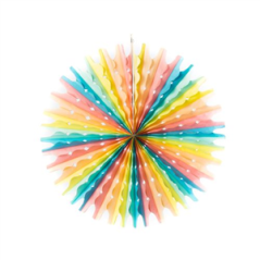 Lot de 3 éventails multicolores - papier 40-30-20cm