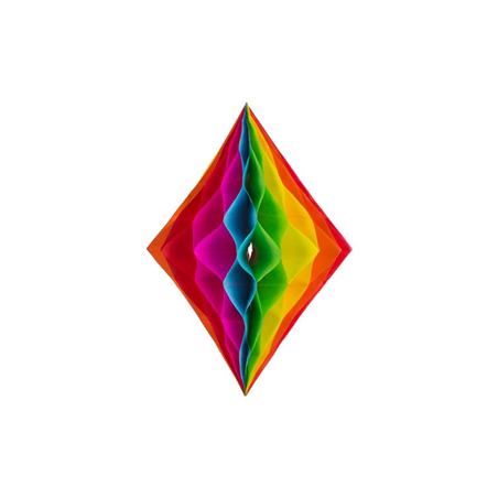 Losange alvéolé multicolore papier - 30 x 22cm