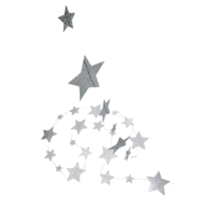Guirlande de 45 Étoiles Papier Paillettes Argent 5m - Étoiles 4/7/10cm