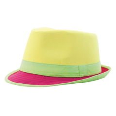 Chapeau fun fluo jaune en tissu - Taille adulte