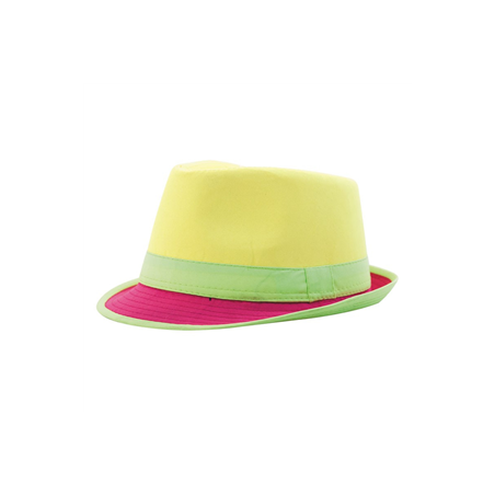 Chapeau fun fluo jaune en tissu - Taille adulte