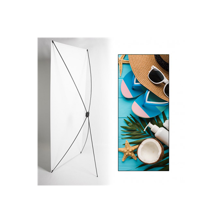 Kakemono Summer Plage Vacances - 180 x 80cm -Toile M1 avec structure X- Banner
