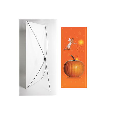 Kakemono Orange Fée - 180 x 80 cm - Toile M1 avec structure X- Banner