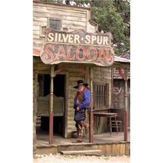 Kakemono Saloon cowboy - 180 x 80 cm - Toile M1 avec structure X- Banner