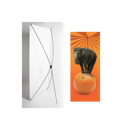 Kakemono Elephant orange - 180 x 80 cm - Toile M1 avec structure  X- Banner