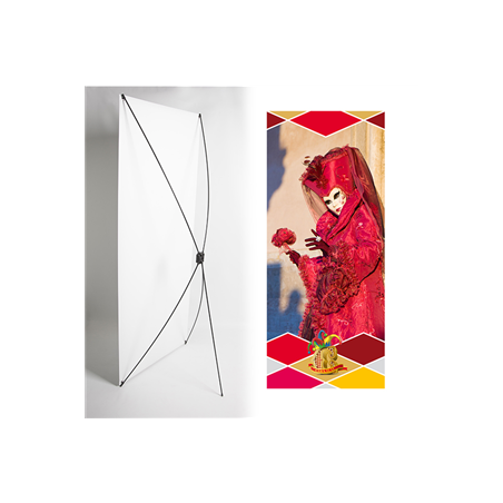 Kakemono Dame rouge - 180 x 80 cm - Toile M1 avec structure  X- Banner
