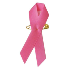 Ruban solidaire Octobre Rose polyester avec épingle à nourrice