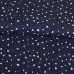 Tissu Jupiter bleu étoiles argent - Larg. 150cm (vendu au mètre)