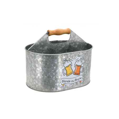 Porte-bouteilles en métal galvanisé et bois 24 x 17 x 13 cm