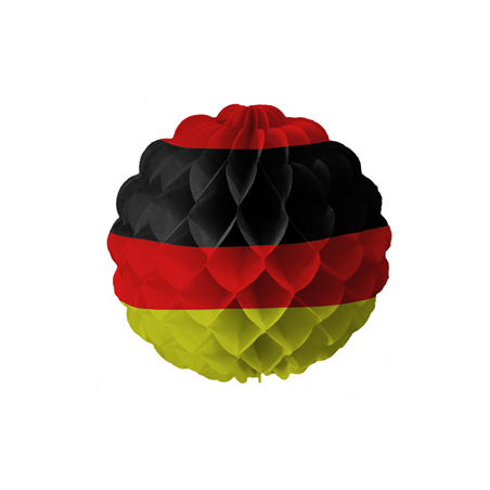 Boule festonnée rouge/jaune/noir - papier - Diam. 25cm