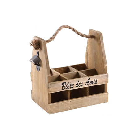 Porte-bouteilles de bières en bois avec décapsuleur 26,5 x 17,5 x 12,5-28cm