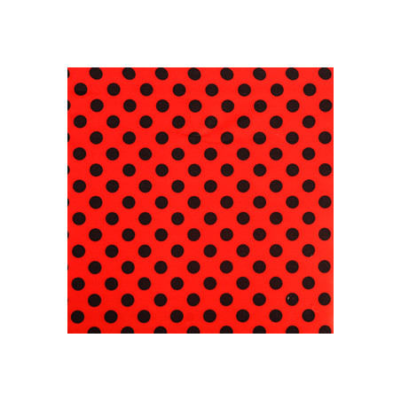Tissu Carmen rouge à points noirs Largeur 140 cm