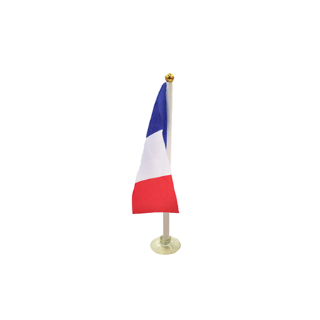 10 drapeaux France de 21 x 14cm sur hampe avec ventouse de 32cm - bois/tissu