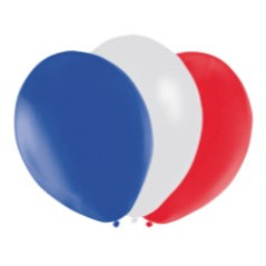 Ballons x9 bleu/blanc/rouge - Diam. 29cm