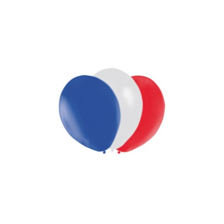 Ballons x9 bleu/blanc/rouge - Diam. 29cm