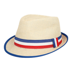 Panama en paille avec ruban tricolore - Taille adulte
