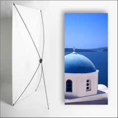 Kakemono Grèce dôme bleu - 180 x 80 cm sur Toile M1 avec structure X- Banner