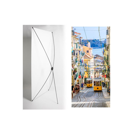 Kakemono Portugal Tramway Lisbonne 180 x 80cm - Toile M1 avec structure X-Banner