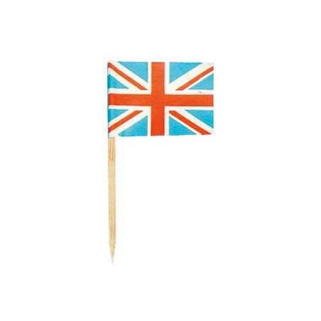 Drapeaux mini GB x144 papier - 3.5 x 2.5cm (pic en bois de 6.5cm)
