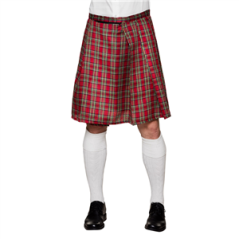 Kilt à carreaux rouge / Polyester - Taille adulte XL