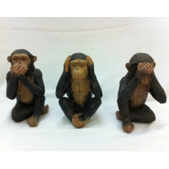 3 singes africains en résine