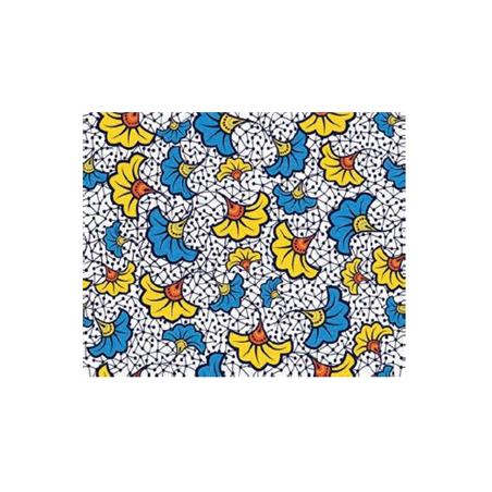 Tissu africain façon Wax ginkgo impression sur coton (Larg. 140 cm) vendu au m