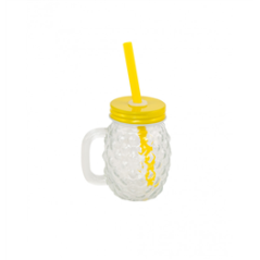 Mini jarre ananas 110ml avec couvercle et paille- verre et pvc  diam 8 -  haut 8