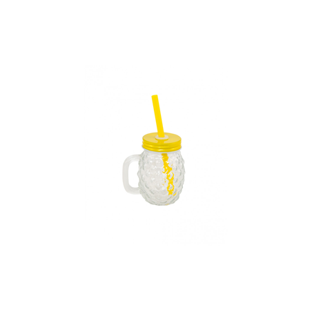 Mini jarre ananas 110ml avec couvercle et paille- verre et pvc  diam 8 -  haut 8