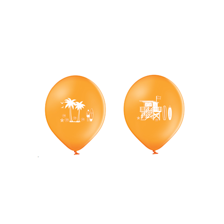 Ballons motifs Californie x8 - couleurs assorties Diam. 29cm