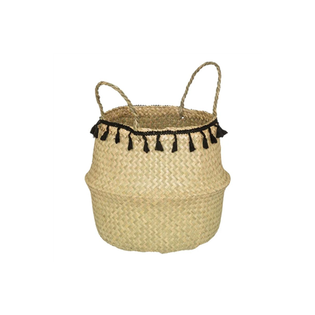 Panière tressés à pompons - 30 x 37cm