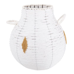 Panier en osier Blanc et Corde Camel 40 x 30 cm