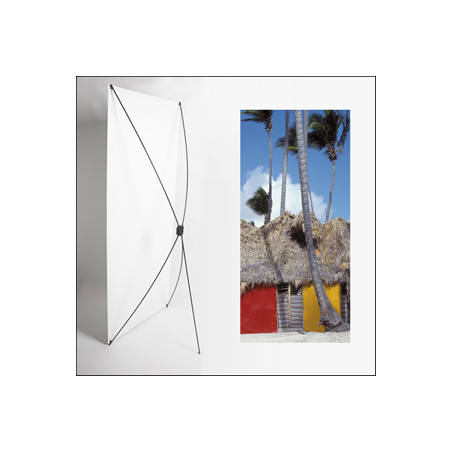 Kakemono Exotique Paillote - 180 x 80 cm - Toile M1 avec structure X- Banner