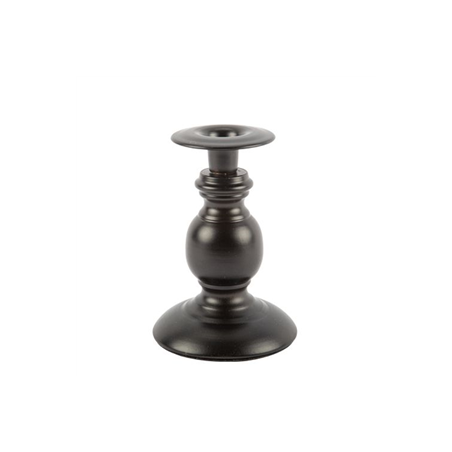 Bougeoir Baroque métal noir mat - 10,5 x 15,5cm