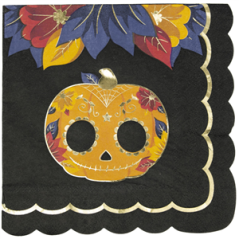 Lot de 16 serviettes festonnées 33x33cm Dia de Los Muertos