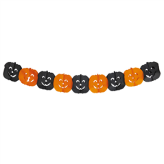 Guirlande de citrouille en papier orange et noir - Long. 300cm