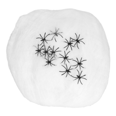 Toile d'araignée avec 25 araignées - 500 grs - ouate/PVC