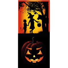 Kakemono Halloween Loup - 180 x 80 cm - Toile M1 avec structure X- Banner