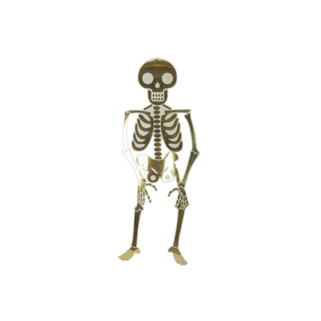 Grand Squelette Articulé en Papier Or Métallisé et Blanc 46,8cmx1,35m