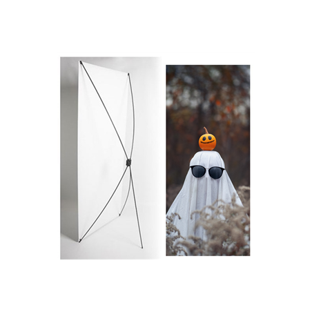 Kakemono Halloween Fantôme - 180 x 80 cm - Toile M1 avec structure X- Banner