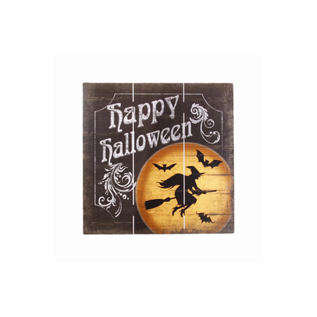 Plaque en bois HAPPY HALLOWEEN - 40 x 40cm