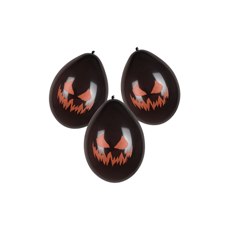Ballon citrouille halloween noir orange x6 - Diam. 29cm
