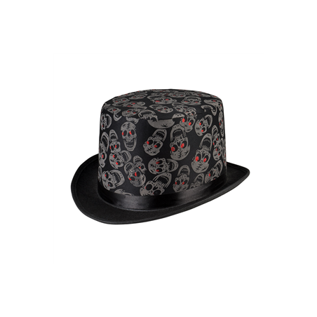 Chapeau haut de forme Halloween Tête de Mort - taille adulte