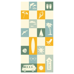 Chemin de table en lin motif plage 28cm x 5m