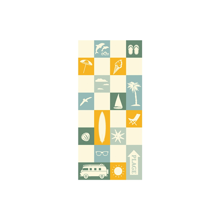 Chemin de table en lin motif plage 28cm x 5m