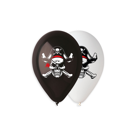 Ballon noir et blanc motif pirate x10 - Diam. 30cm