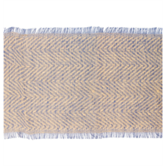 Chemin de table jute Chevrons bleu 29cm x 3m